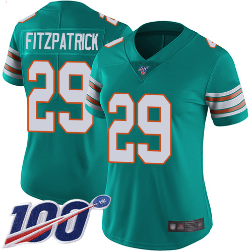 Nike Miami Dolphins #29 Minkah Fitzpatrick Aqua Green Alternate Women Stitched NFL 100th Season Vapor Limited Jersey
